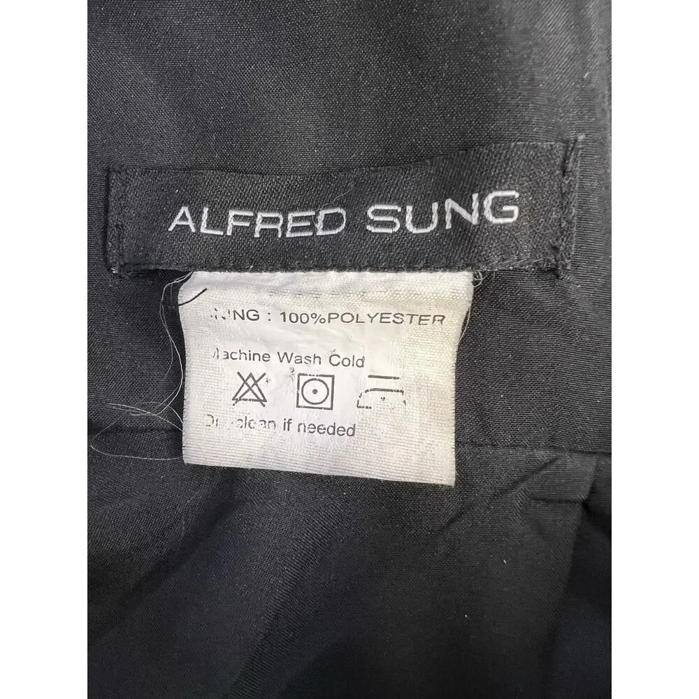 Alfred Sung Black Sleeveless Satin Twill Jewel Neck Dress Gown Womens 4 - Picture 8 of 11